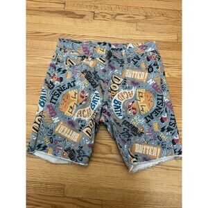 Born Primitive The Buttery Bros Men's Spellout Party 5 Pocket Shorts Size M Blue